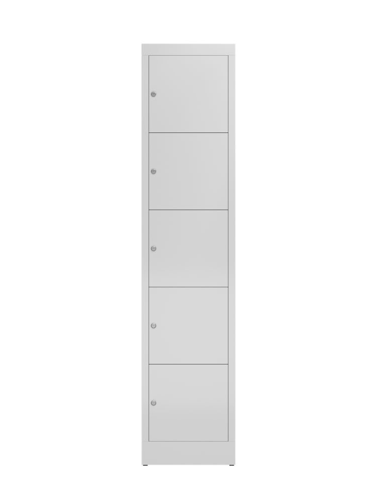 Produktbild ClassiX Schließfachschrank, 1 Abteil, 5 Fächer, 1800 x 415 x 500 mm, signalweiß bild 2