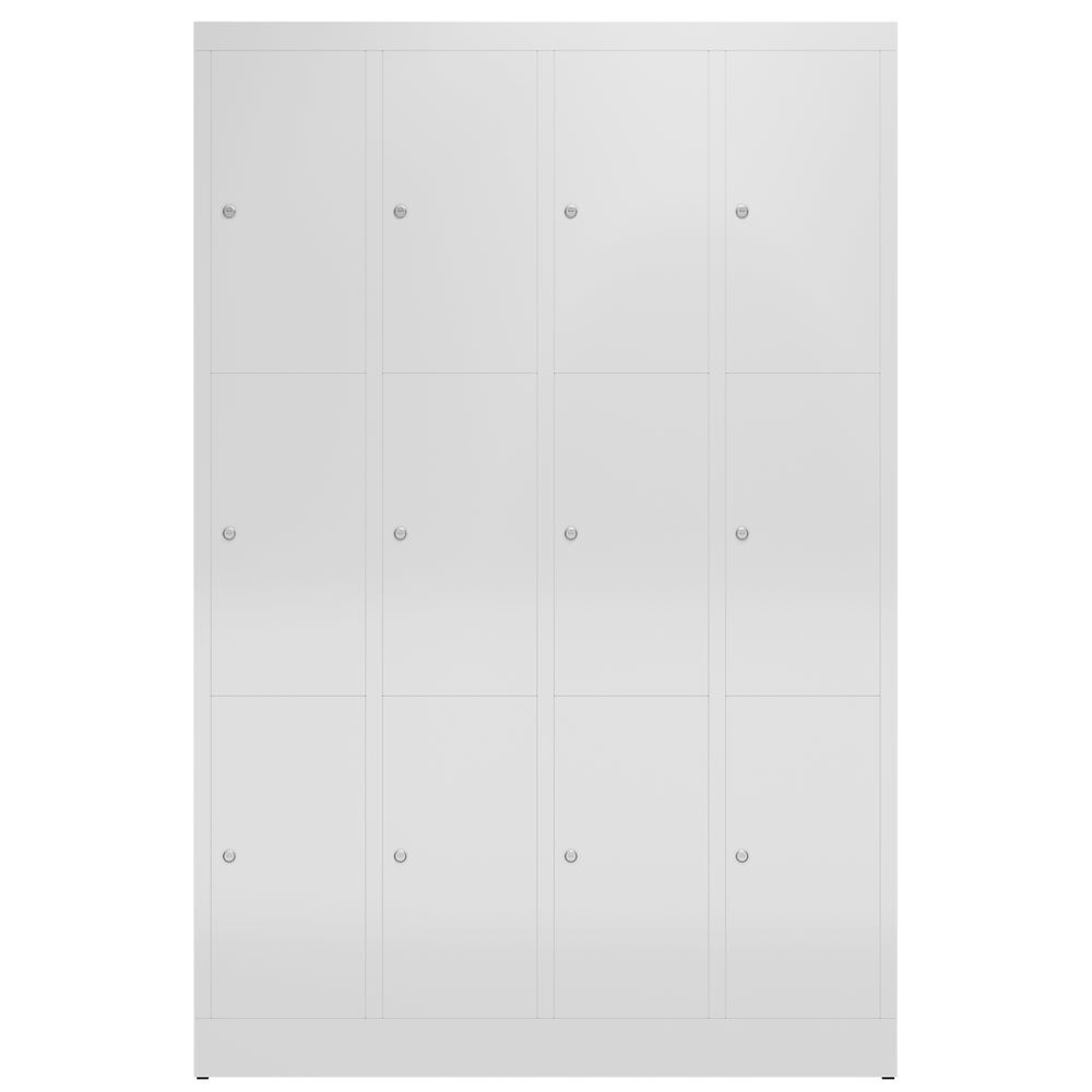 Produktbild ClassiX Schließfachschrank, 4 Abteile à 3 Fächer, 1800 x 1185 x 500 mm, lichtgra bild 2