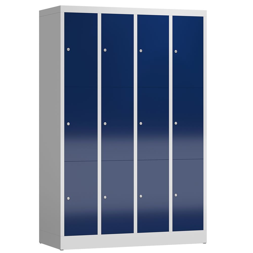 Produktbild Lüllmann ClassiX Schließfachschrank Fächerschrank 4 Abteile 1800 mm lichtgrau enzianblau