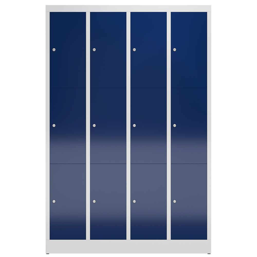 Produktbild ClassiX Schließfachschrank, 4 Abteile à 3 Fächer, 1800 x 1185 x 500 mm, lichtgra bild 2