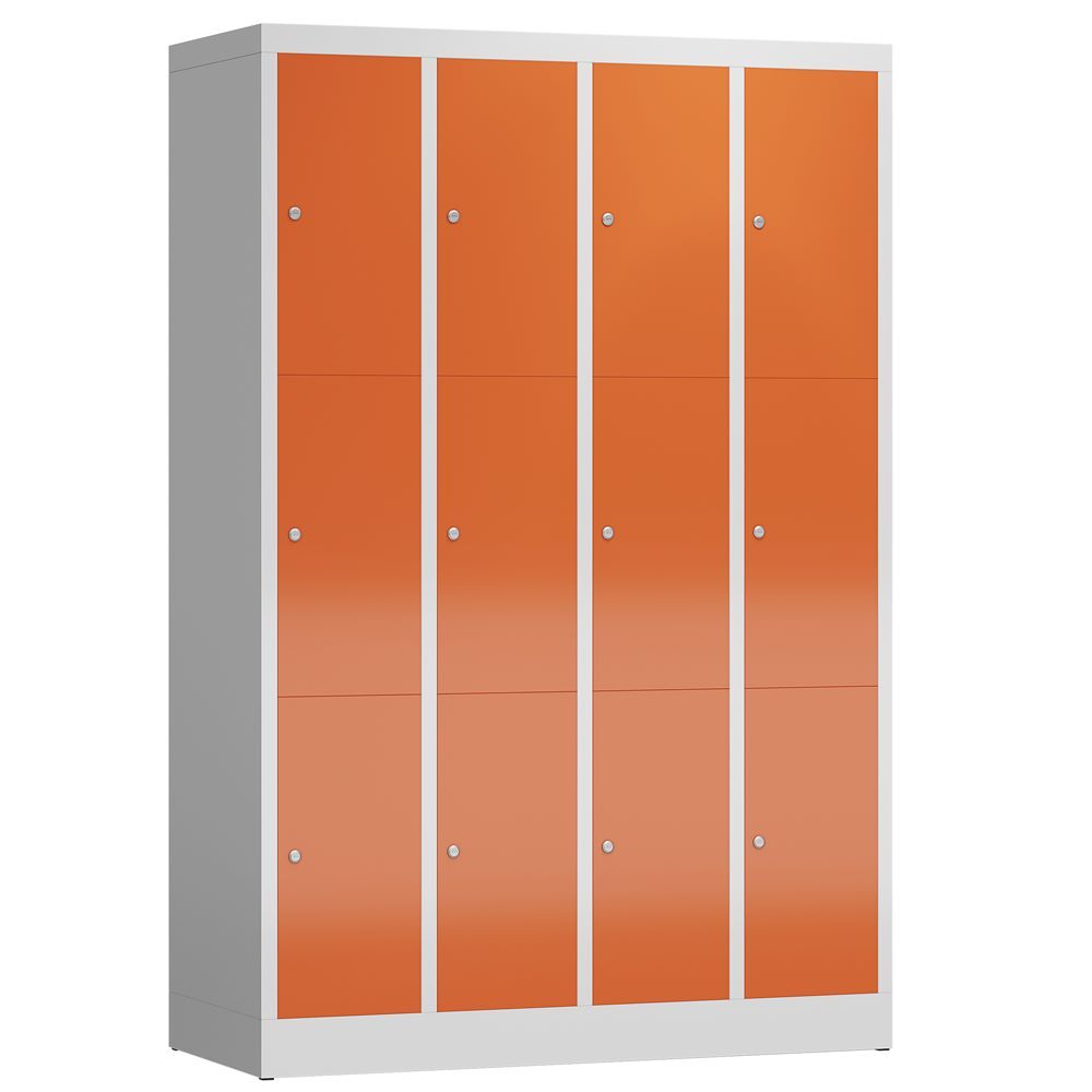 Produktbild Lüllmann ClassiX Schließfachschrank Fächerschrank 4 Abteile 1800 mm lichtgrau feuerrot