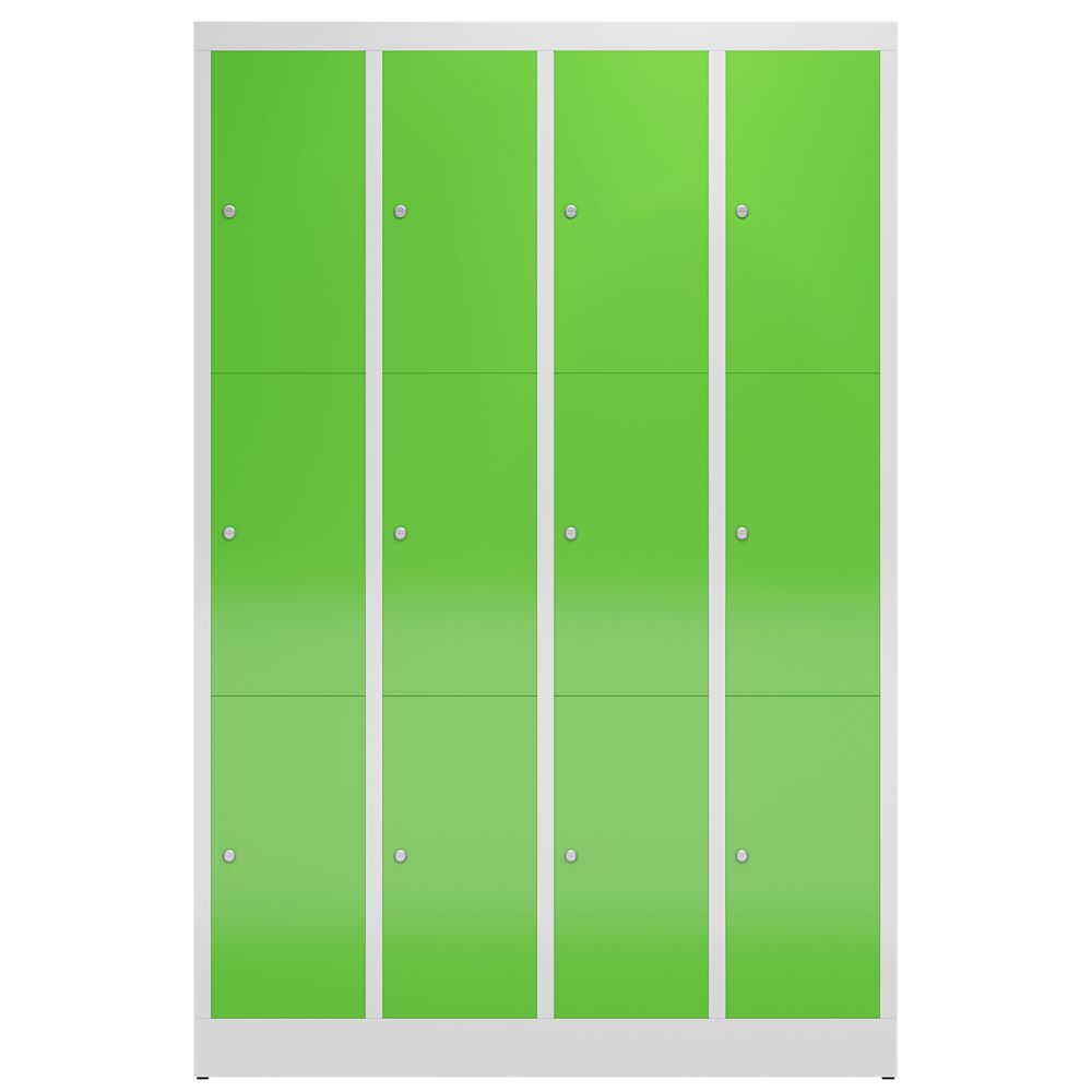 Produktbild ClassiX Schließfachschrank, 4 Abteile à 3 Fächer, 1800 x 1185 x 500 mm, lichtgra bild 2