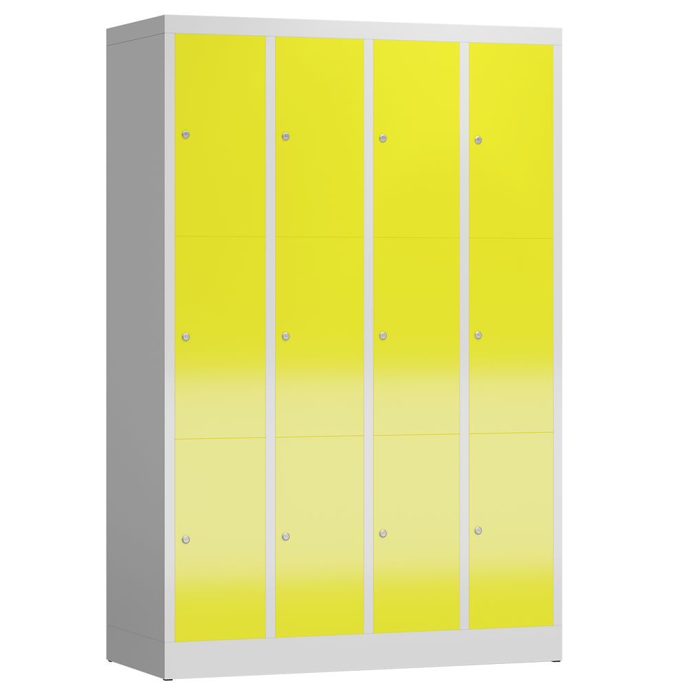 Produktbild Lüllmann ClassiX Schließfachschrank Fächerschrank 4 Abteile 3 Fächer lichtgrau zinkgelb
