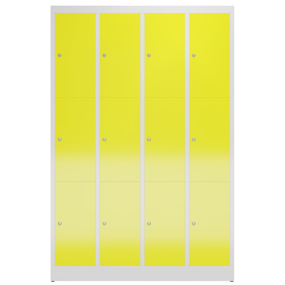 Produktbild ClassiX Schließfachschrank, 4 Abteile à 3 Fächer, 1800 x 1185 x 500 mm, lichtgra bild 2