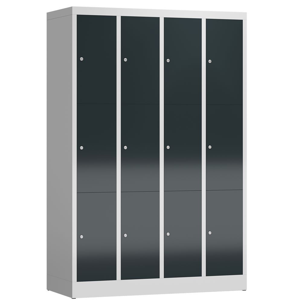Produktbild Lüllmann ClassiX Schließfachschrank Fächerschrank 4 Abteile lichtgrau anthrazitgrau