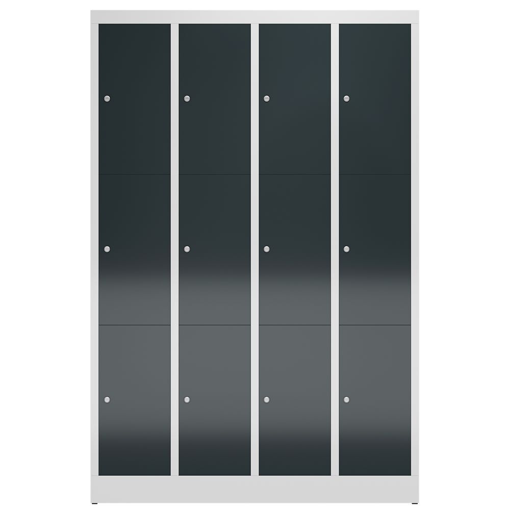 Produktbild ClassiX Schließfachschrank, 4 Abteile à 3 Fächer, 1800 x 1185 x 500 mm, lichtgra bild 2