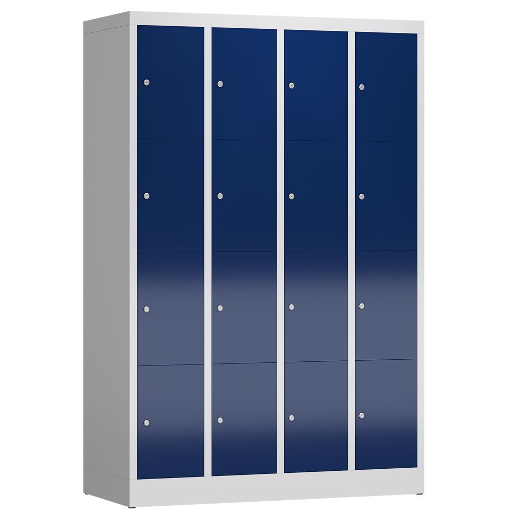 Produktbild Lüllmann ClassiX Schließfachschrank Fächerschrank 4 Abteile 4 Fächer lichtgrau enzianblau