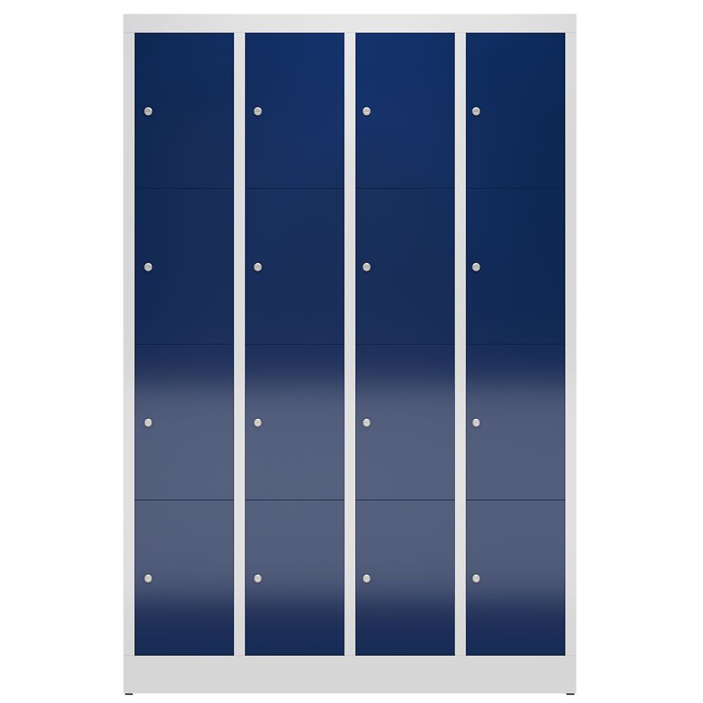 Produktbild ClassiX Schließfachschrank, 4 Abteile à 4 Fächer, 1800 x 1185 x 500 mm, lichtgra bild 2