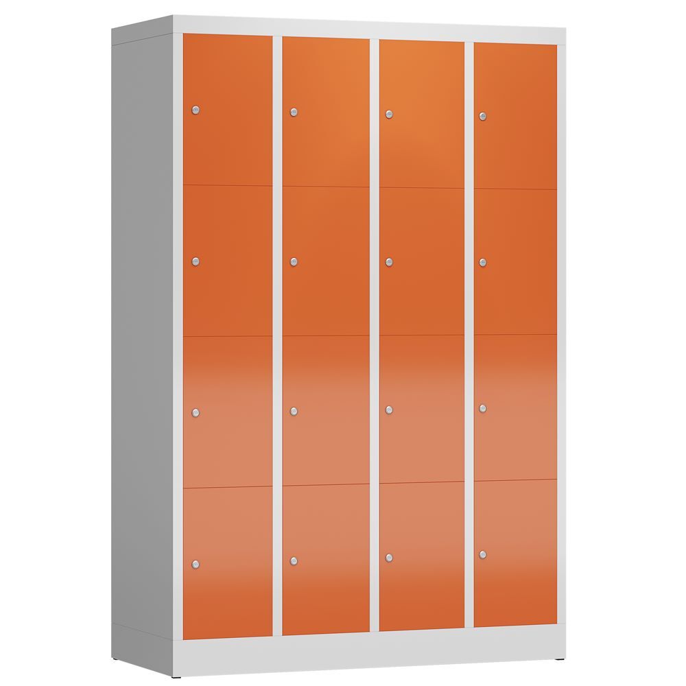 Produktbild Lüllmann ClassiX Schließfachschrank Fächerschrank 4 Abteile 4 Fächer lichtgrau feuerrot