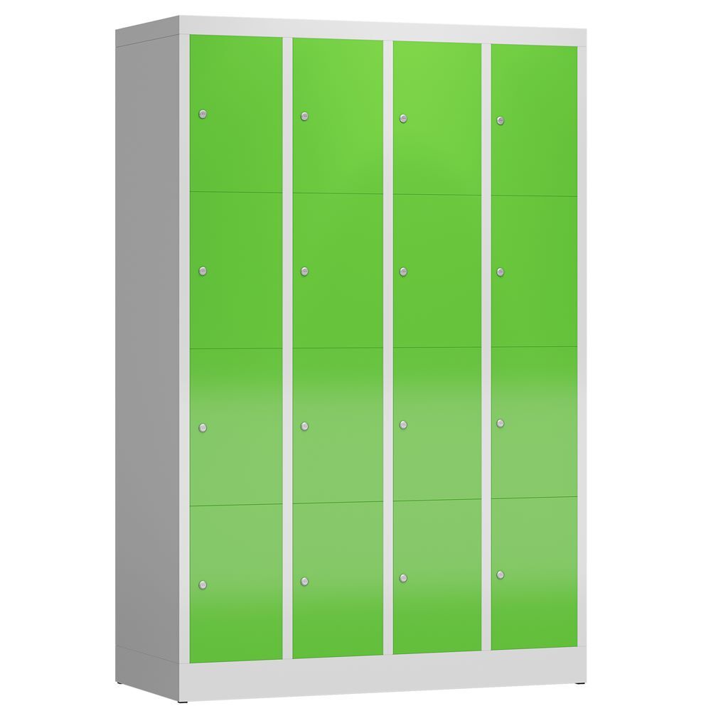 Produktbild Lüllmann ClassiX Schließfachschrank Fächerschrank 4 Abteile 4 Fächer lichtgrau gelbgrün