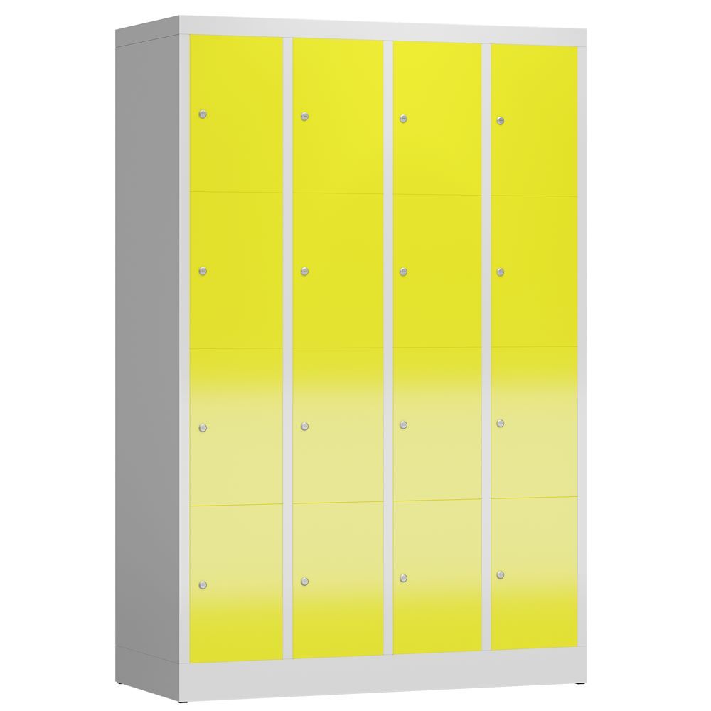 Produktbild Lüllmann ClassiX Schließfachschrank Fächerschrank 4 Abteile 4 Fächer lichtgrau zinkgelb