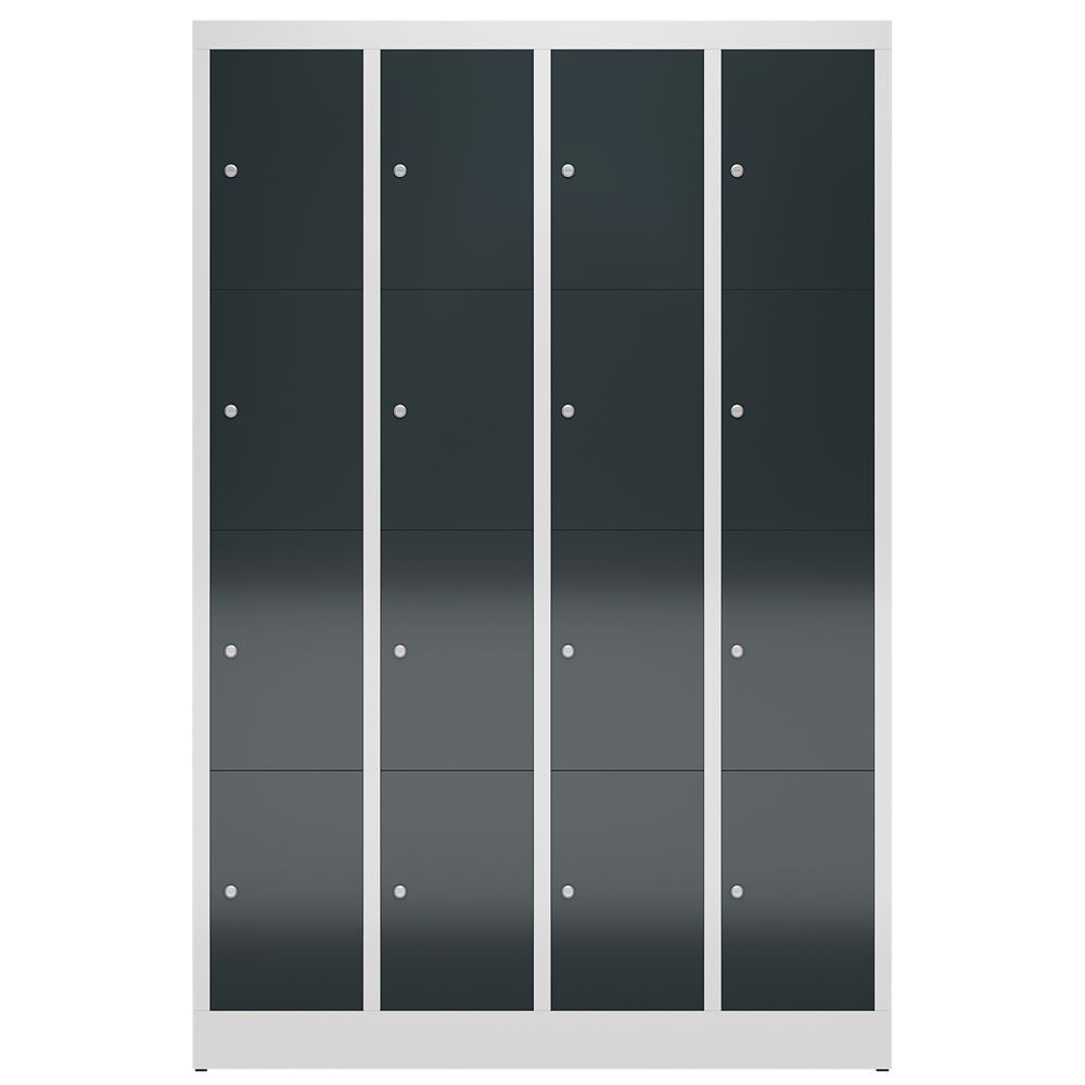 Produktbild ClassiX Schließfachschrank, 4 Abteile à 4 Fächer, 1800 x 1185 x 500 mm, lichtgra bild 2