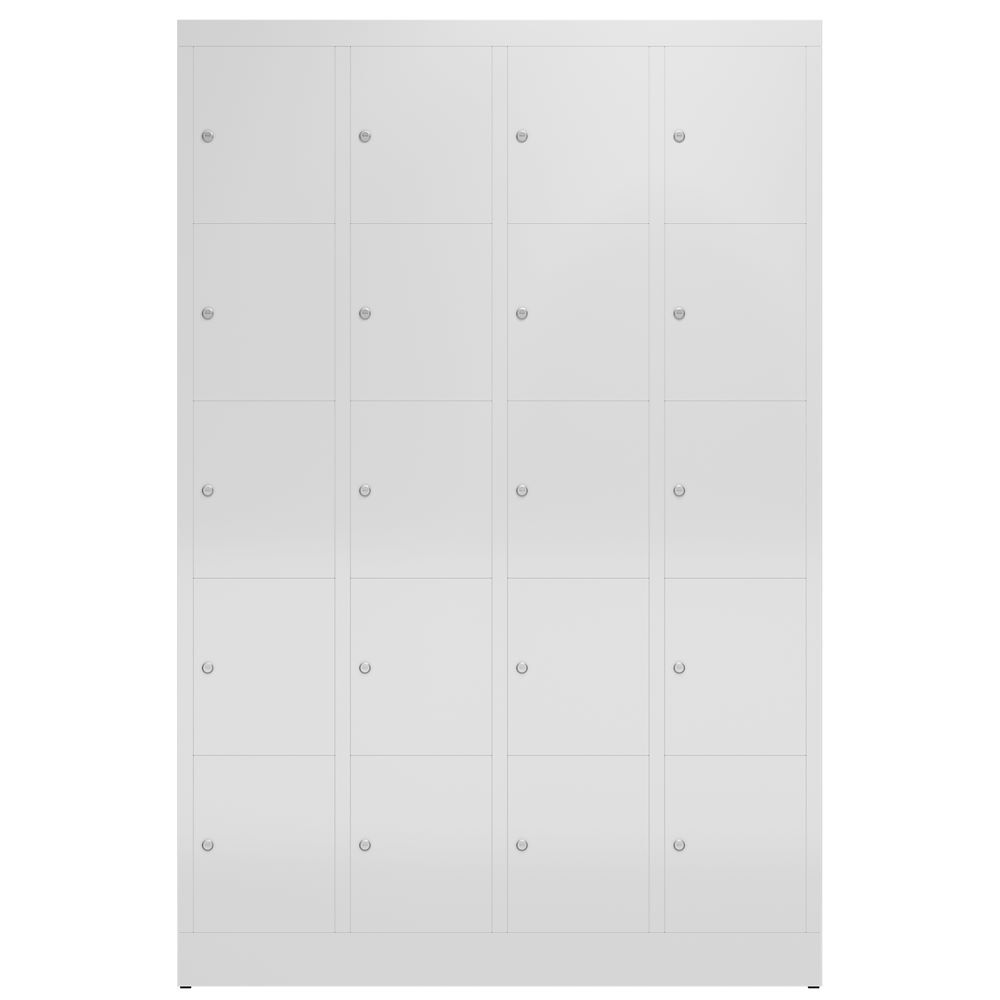 Produktbild ClassiX Schließfachschrank, 4 Abteile à 5 Fächer, 1800 x 1185 x 500 mm, lichtgra bild 2