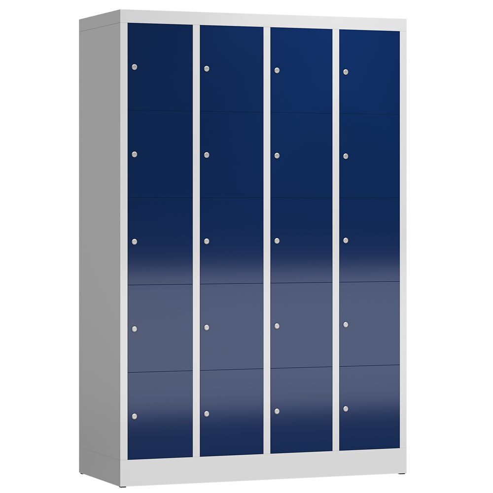 Produktbild Lüllmann ClassiX Schließfachschrank Fächerschrank 4 Abteile 5 Fächer lichtgrau enzianblau