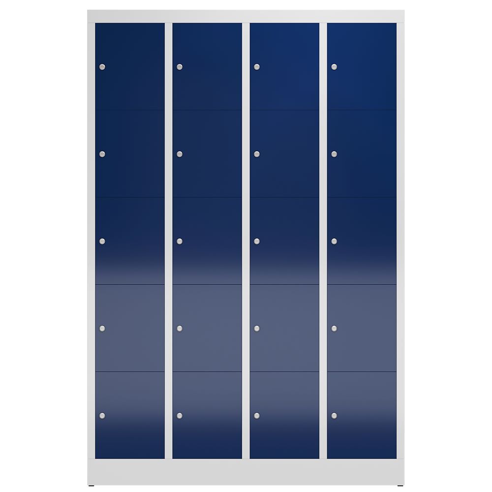 Produktbild ClassiX Schließfachschrank, 4 Abteile à 5 Fächer, 1800 x 1185 x 500 mm, lichtgra bild 2