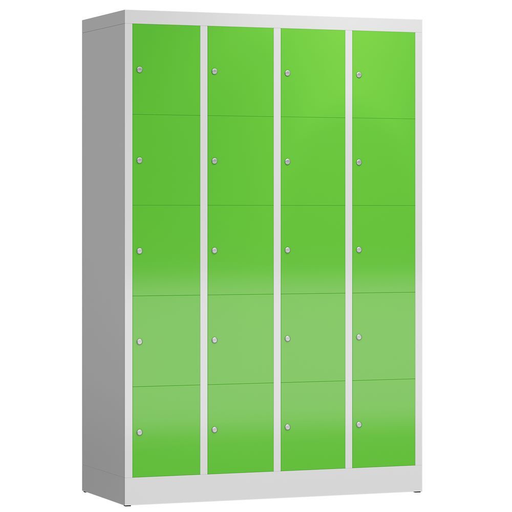 Produktbild Lüllmann ClassiX Schließfachschrank Fächerschrank 4 Abteile 5 Fächer lichtgrau gelbgrün