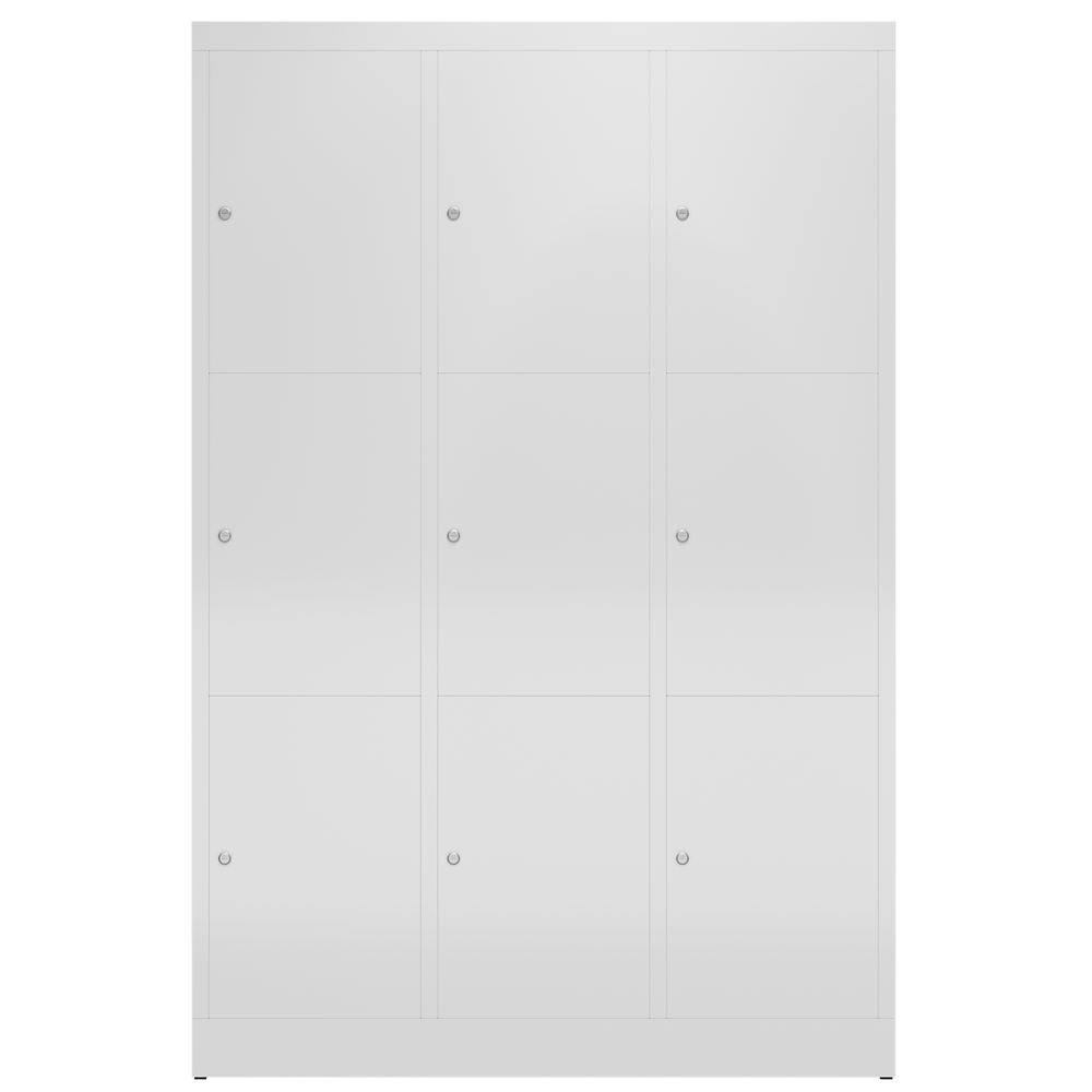 Produktbild ClassiX Schließfachschrank, 3 Abteile à 3 Fächer, 1800 x 1185 x 500 mm, lichtgra bild 2