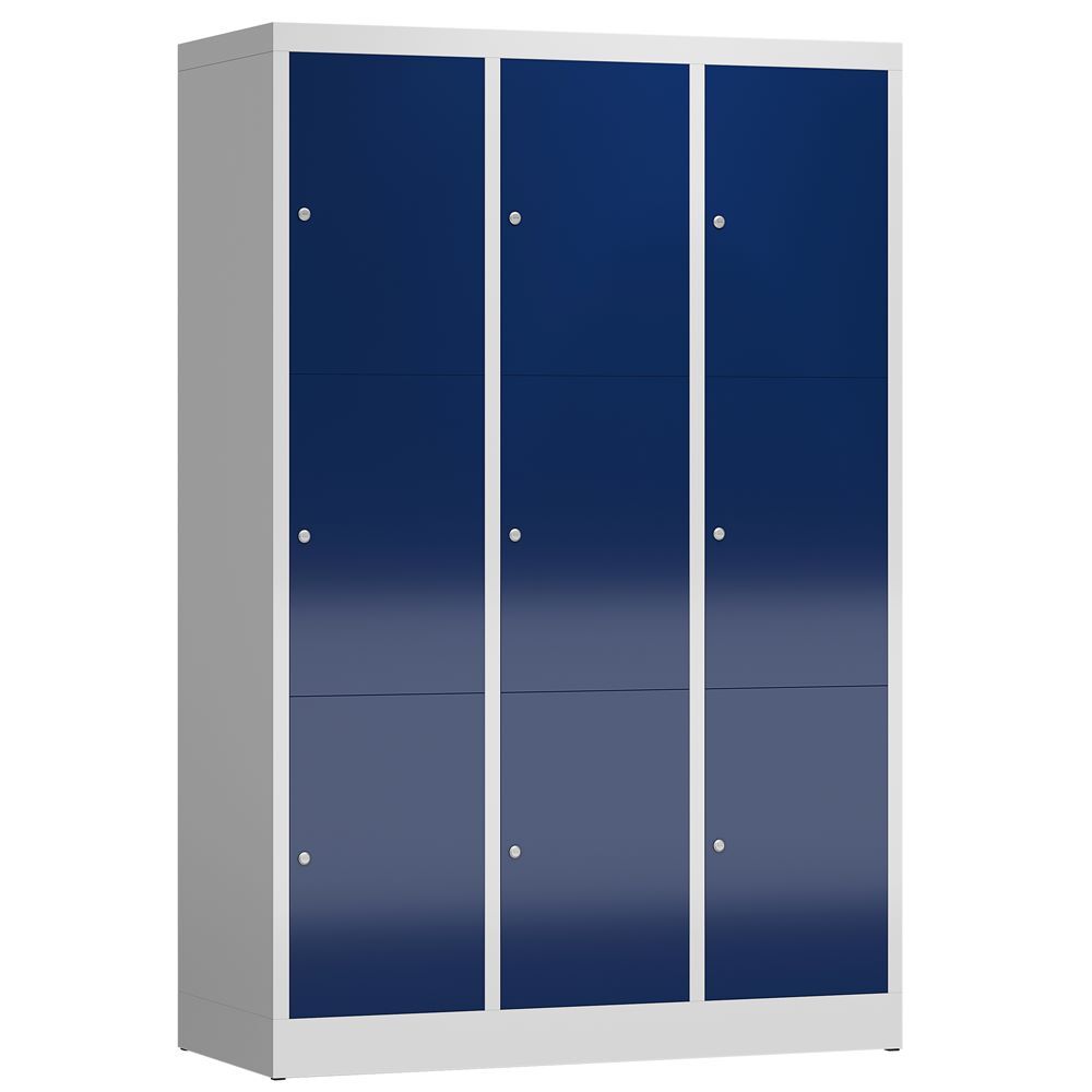 Produktbild Lüllmann ClassiX Schließfachschrank Fächerschrank 3 Abteile 1800 mm lichtgrau enzianblau