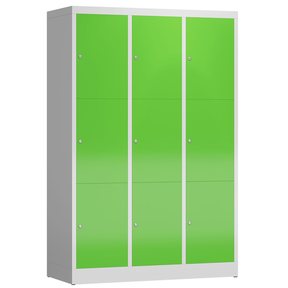 Produktbild Lüllmann ClassiX Schließfachschrank Fächerschrank 3 Abteile 1800 mm lichtgrau gelbgrün