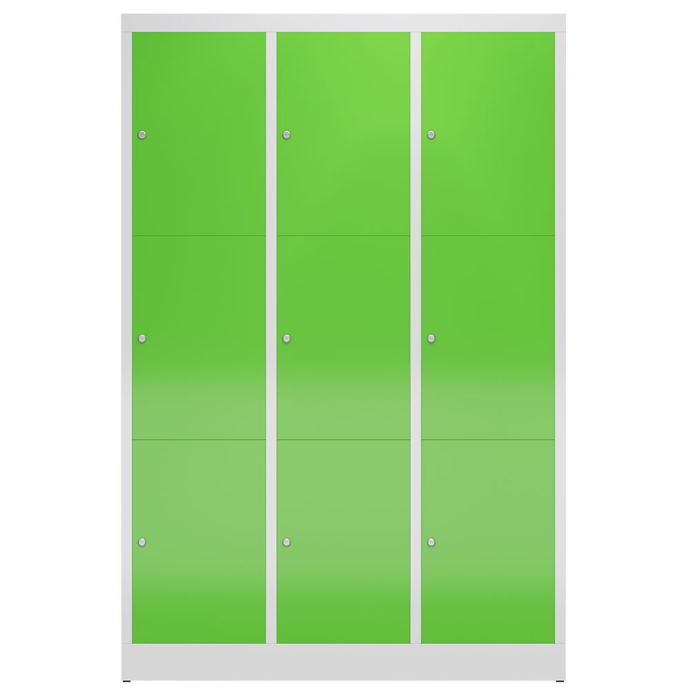 Produktbild ClassiX Schließfachschrank, 3 Abteile à 3 Fächer, 1800 x 1185 x 500 mm, lichtgra bild 2