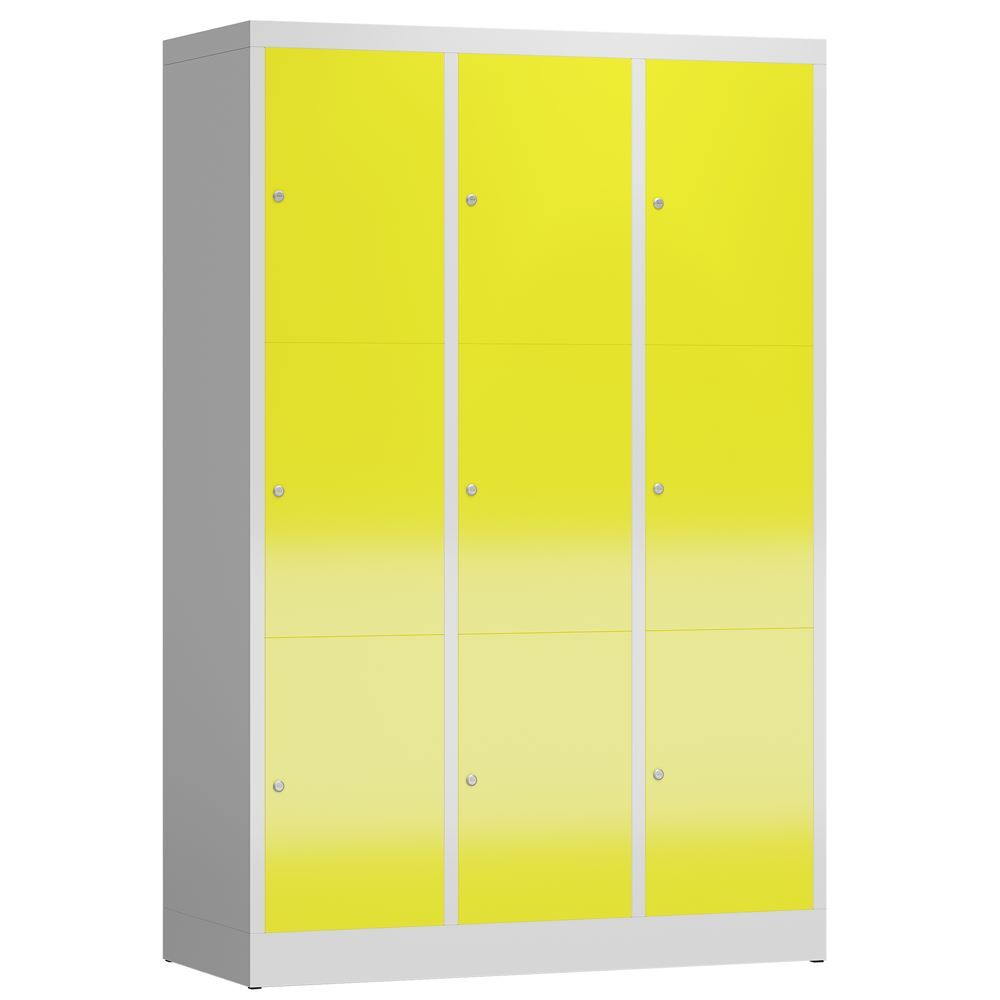 Produktbild Lüllmann ClassiX Schließfachschrank Fächerschrank 3 Abteile 1800 mm lichtgrau zinkgelb