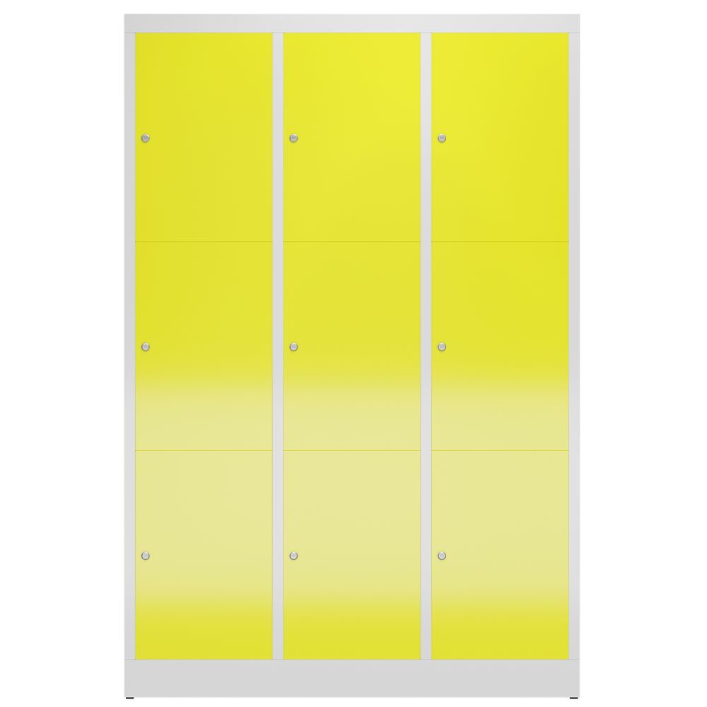Produktbild ClassiX Schließfachschrank, 3 Abteile à 3 Fächer, 1800 x 1185 x 500 mm, lichtgra bild 2