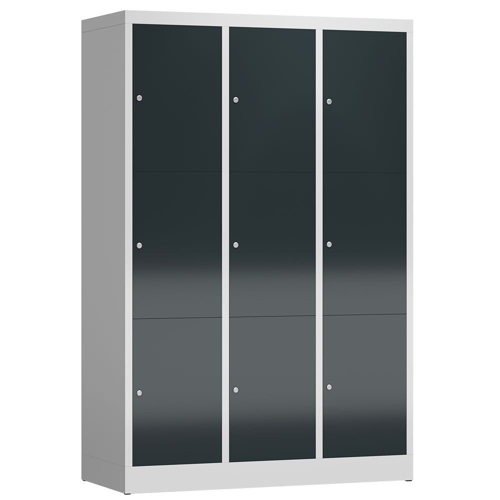 Produktbild Lüllmann ClassiX Schließfachschrank Fächerschrank 3 Abteile lichtgrau anthrazitgrau