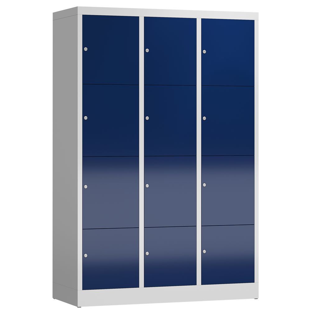 Produktbild Lüllmann ClassiX Schließfachschrank Fächerschrank 3 Abteile 4 Fächer lichtgrau enzianblau