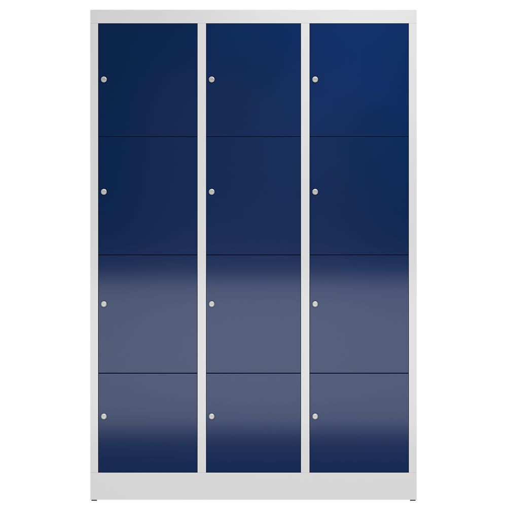 Produktbild ClassiX Schließfachschrank, 3 Abteile à 4 Fächer, 1800 x 1185 x 500 mm, lichtgra bild 2