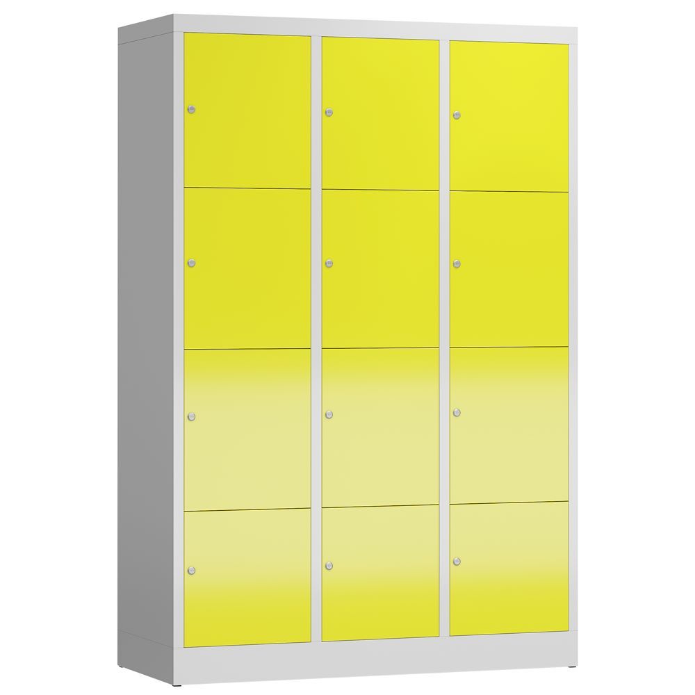 Produktbild Lüllmann ClassiX Schließfachschrank Fächerschrank 3 Abteile lichtgrau zinkgelb