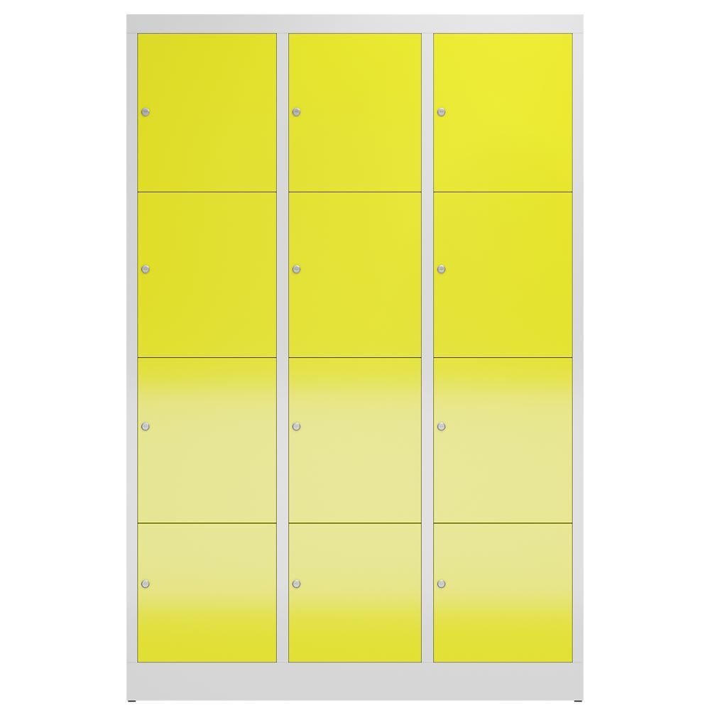 Produktbild ClassiX Schließfachschrank, 3 Abteile à 4 Fächer, 1800 x 1185 x 500 mm, lichtgra bild 2
