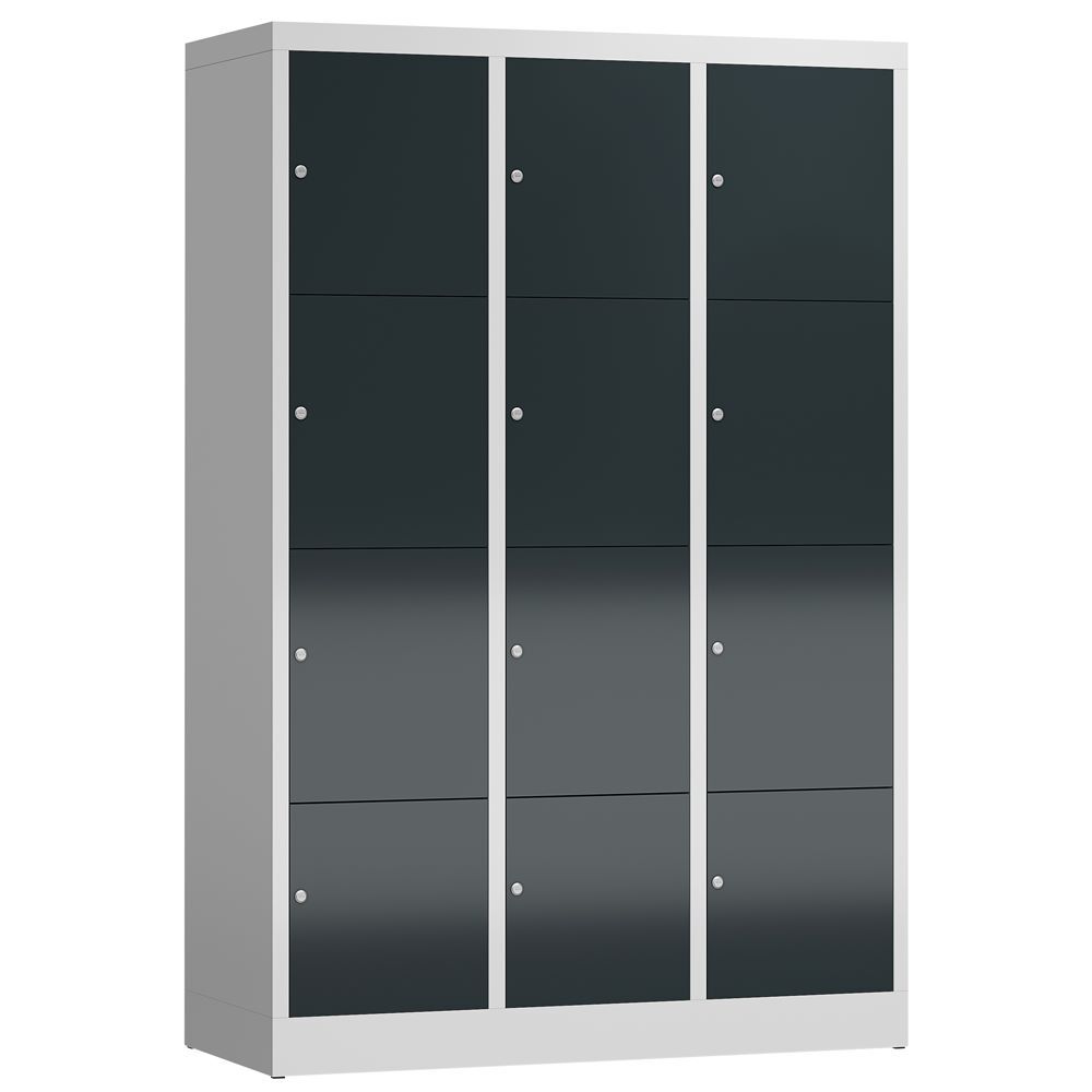 Produktbild Lüllmann ClassiX Schließfachschrank Fächerschrank 3 Abteile 4 Fächer lichtgrau anthrazitg