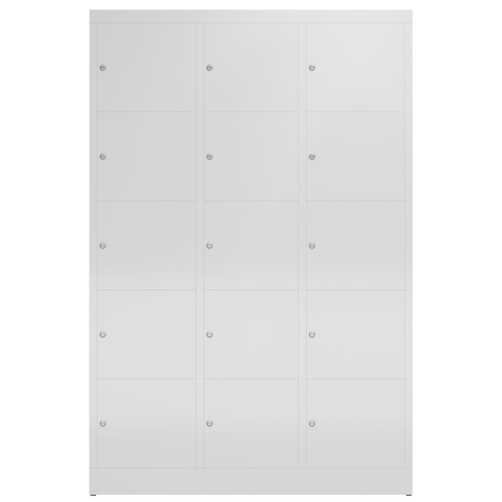 Produktbild ClassiX Schließfachschrank, 3 Abteile à 5 Fächer, 1800 x 1185 x 500 mm, lichtgra bild 2