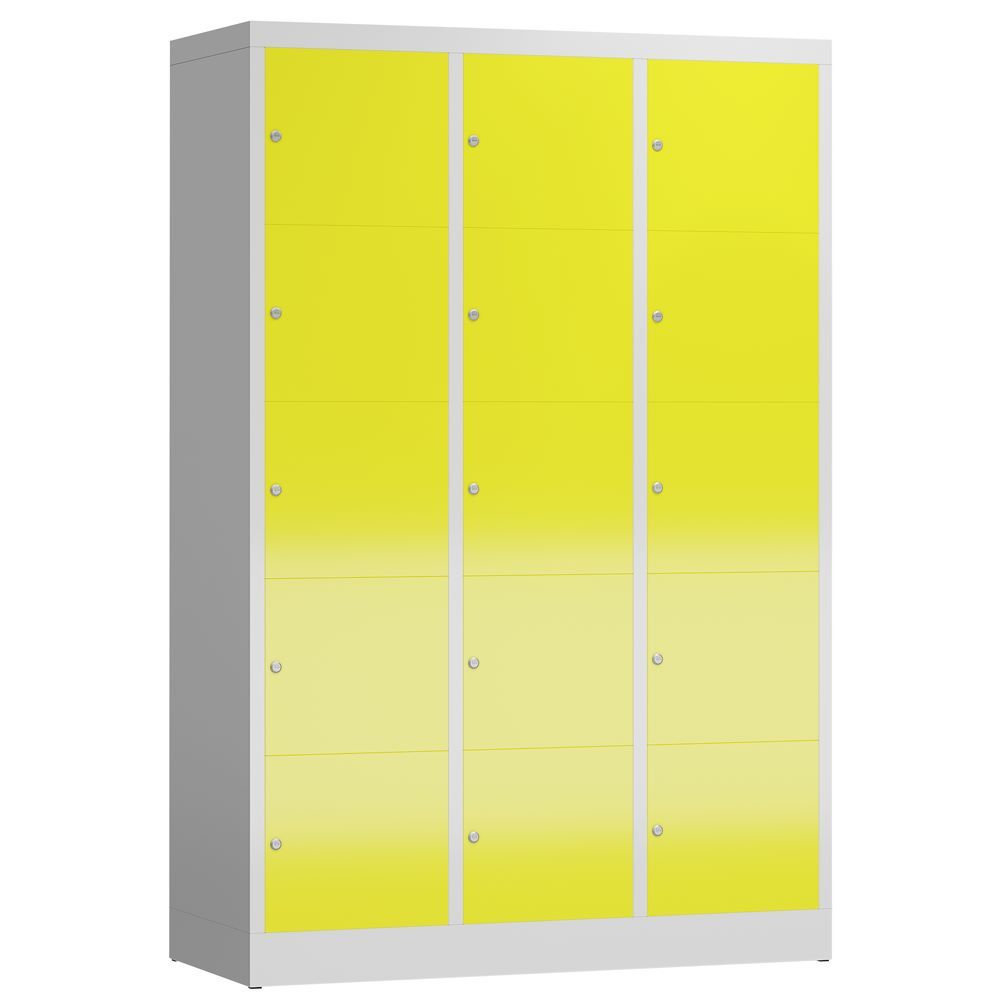 Produktbild Lüllmann ClassiX Schließfachschrank 3 Abteile 5 Fächer 1800 mm lichtgrau zinkgelb