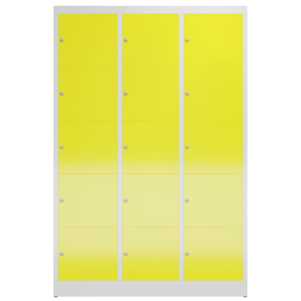 Produktbild ClassiX Schließfachschrank, 3 Abteile à 5 Fächer, 1800 x 1185 x 500 mm, lichtgra bild 2