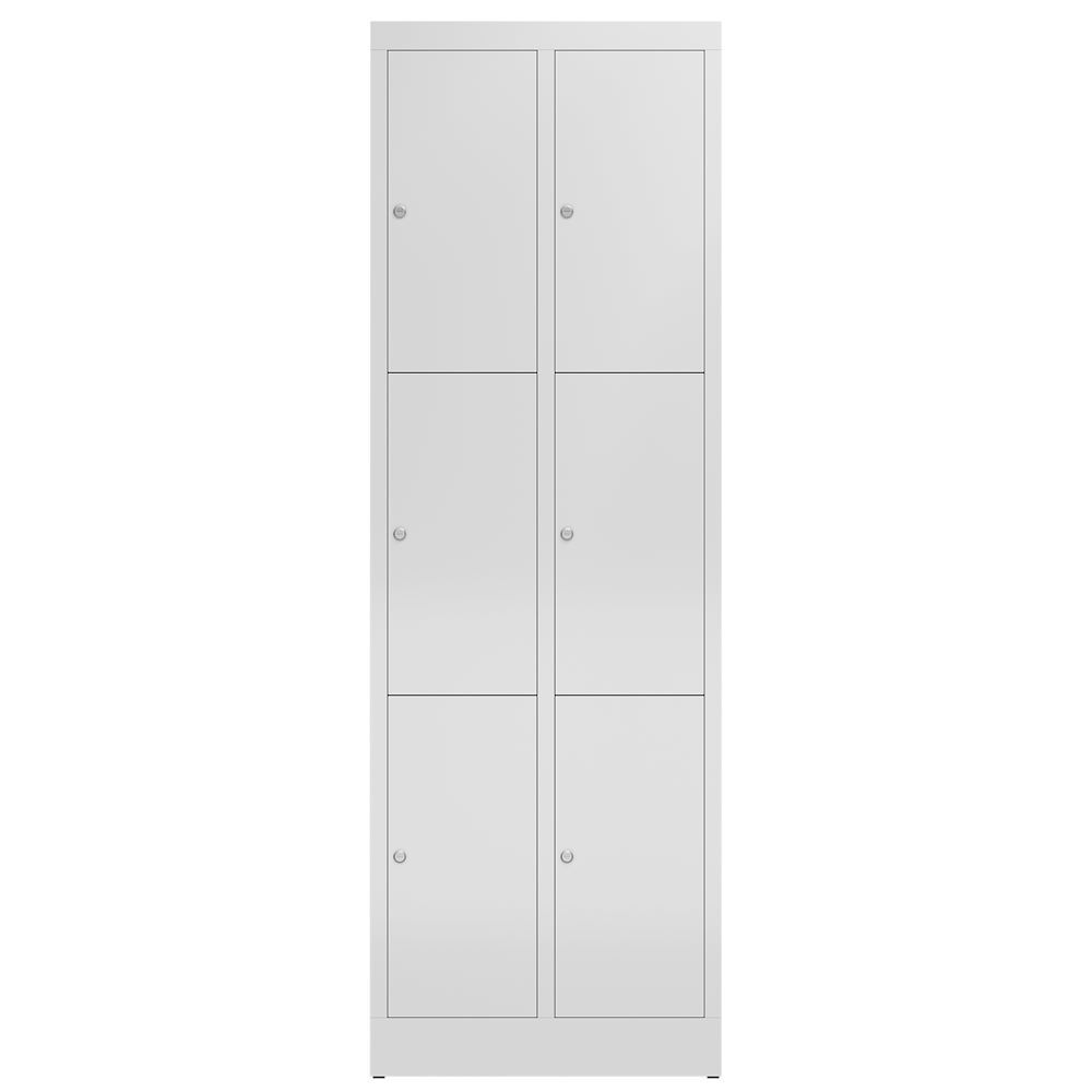 Produktbild ClassiX Schließfachschrank, 2 Abteile à 3 Fächer, 1800 x 590 x 500 mm, lichtgrau bild 2
