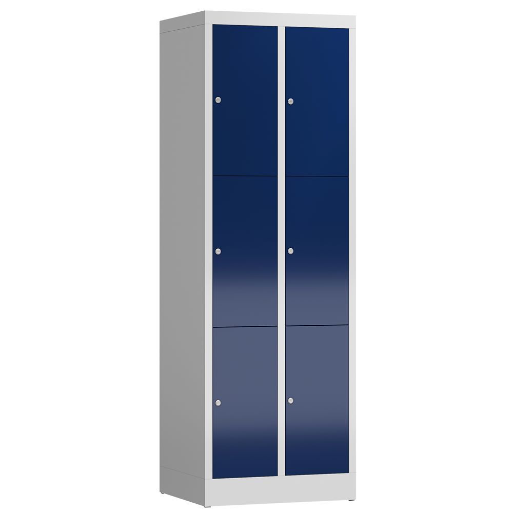 Produktbild Lüllmann ClassiX Schließfachschrank Fächerschrank 2 Abteile 3 Fächer lichtgrau enzianblau