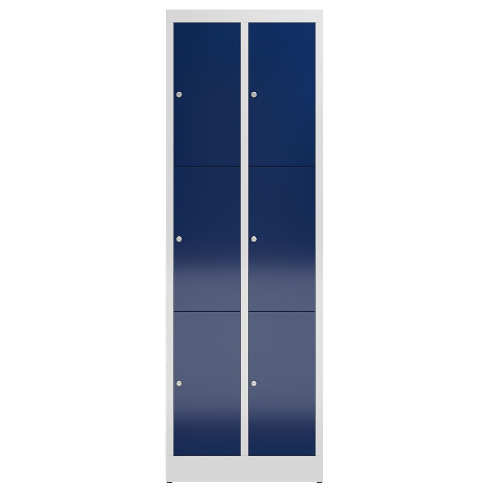 Produktbild ClassiX Schließfachschrank, 2 Abteile à 3 Fächer, 1800 x 590 x 500 mm, lichtgrau bild 2