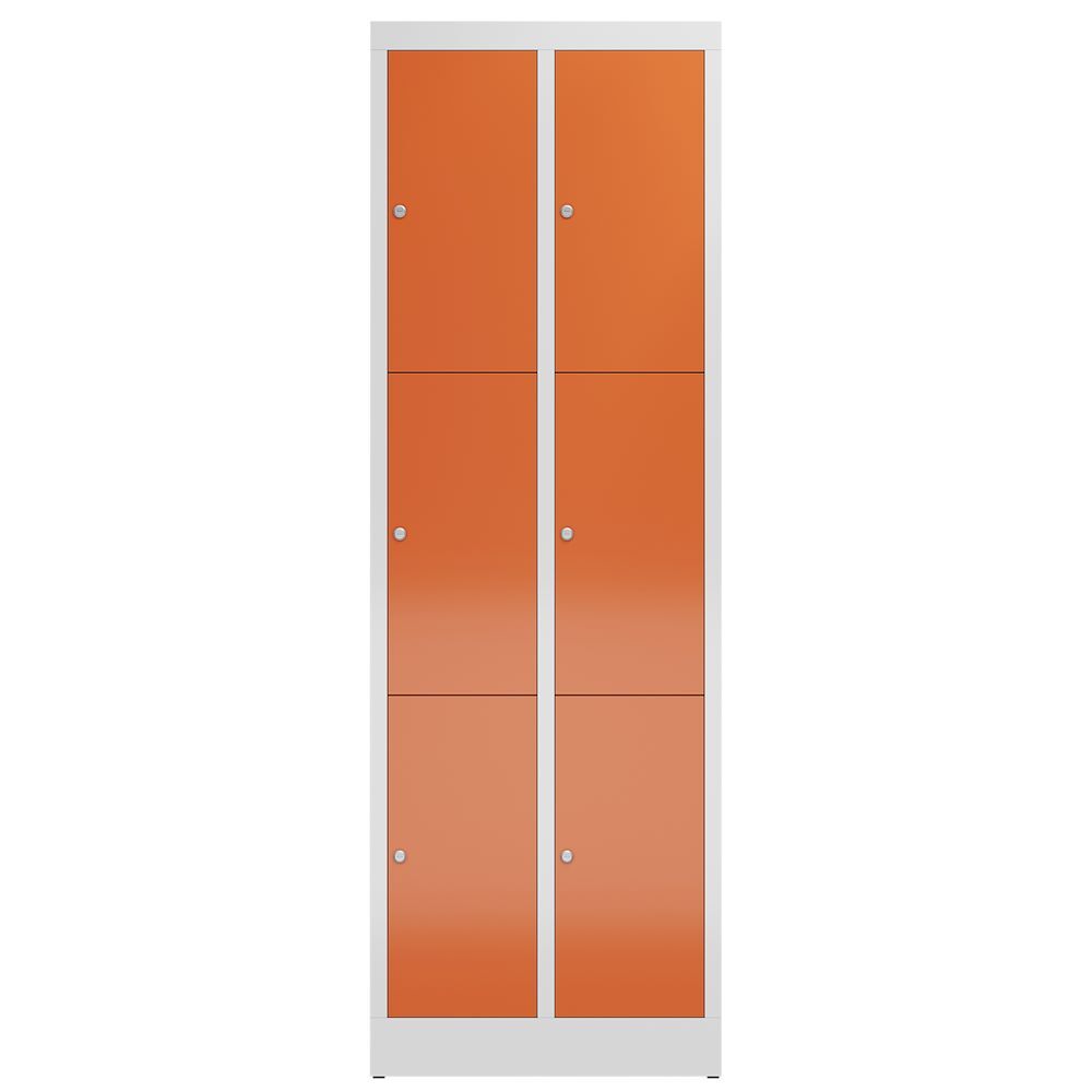 Produktbild ClassiX Schließfachschrank, 2 Abteile à 3 Fächer, 1800 x 590 x 500 mm, lichtgrau bild 2