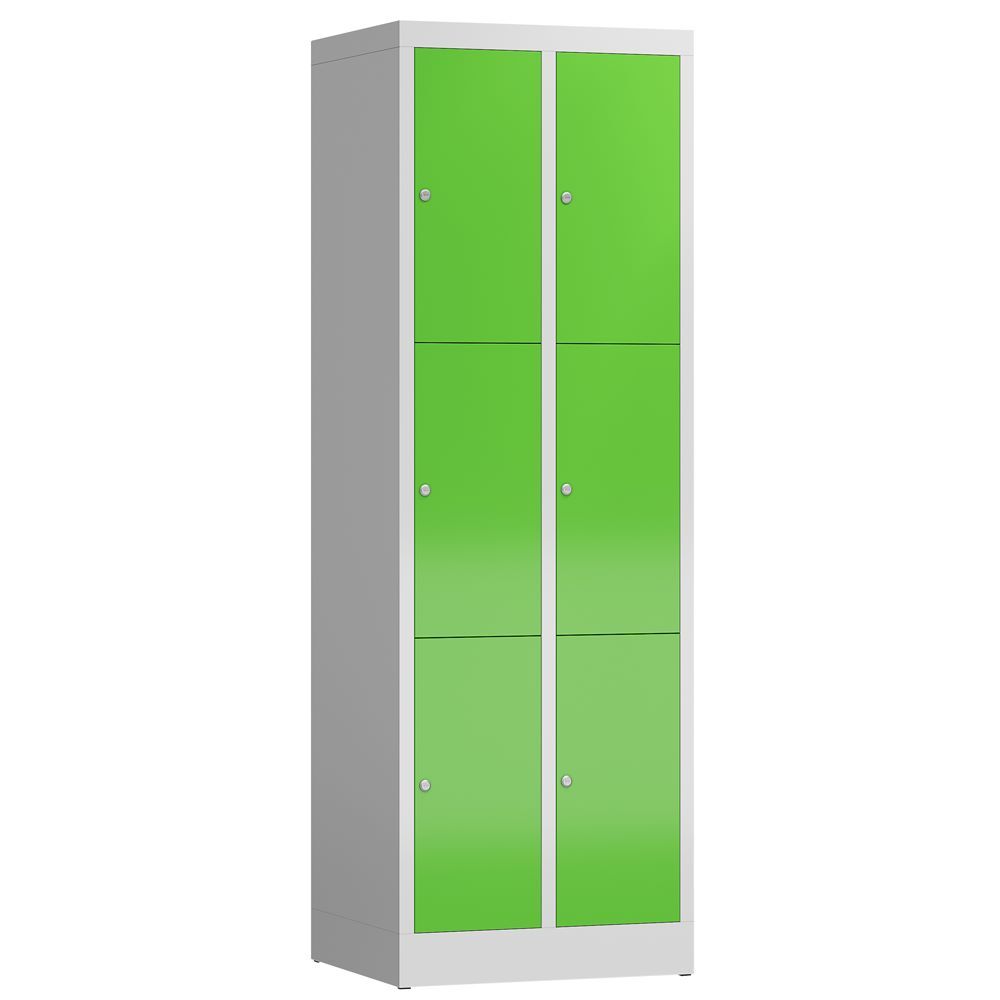 Produktbild Lüllmann ClassiX Schließfachschrank Fächerschrank 2 Abteile 3 Fächer lichtgrau gelbgrün