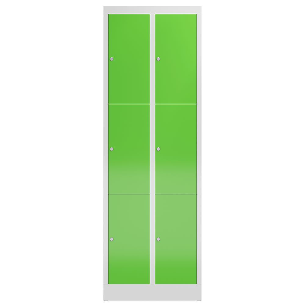 Produktbild ClassiX Schließfachschrank, 2 Abteile à 3 Fächer, 1800 x 590 x 500 mm, lichtgrau bild 2
