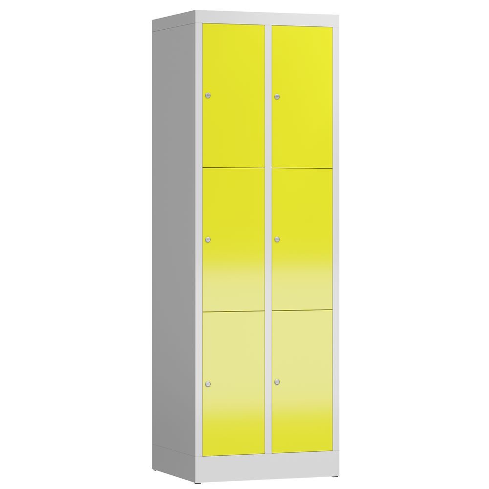 Produktbild Lüllmann ClassiX Schließfachschrank Fächerschrank 2 Abteile 3 Fächer lichtgrau zinkgelb