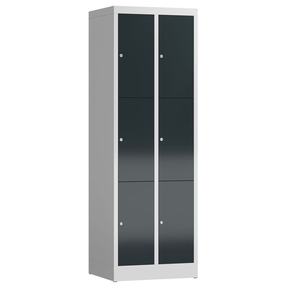 Produktbild Lüllmann ClassiX Schließfachschrank Fächerschrank 2 Abteile lichtgrau anthrazitgrau