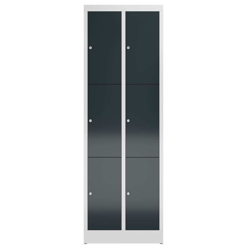 Produktbild ClassiX Schließfachschrank, 2 Abteile à 3 Fächer, 1800 x 590 x 500 mm, lichtgrau bild 2
