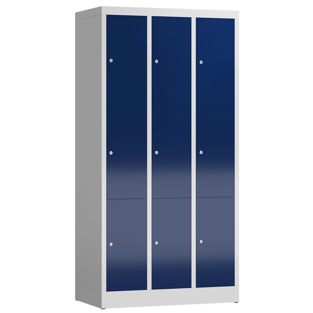 Produktbild Lüllmann ClassiX Schließfachschrank Fächerschrank 3 Abteile 3 Fächer lichtgrau enzianblau