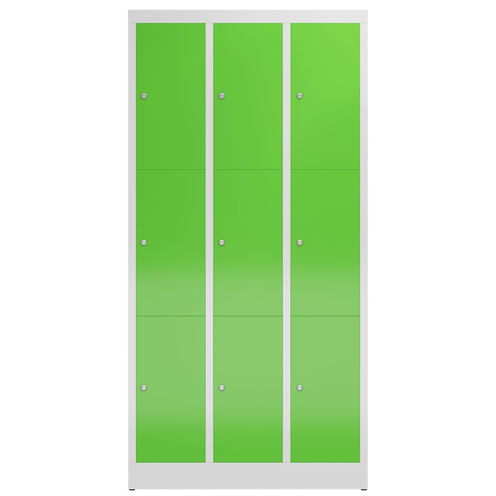 Produktbild ClassiX Schließfachschrank, 3 Abteile à 3 Fächer, 1800 x 870 x 500 mm, lichtgrau bild 2