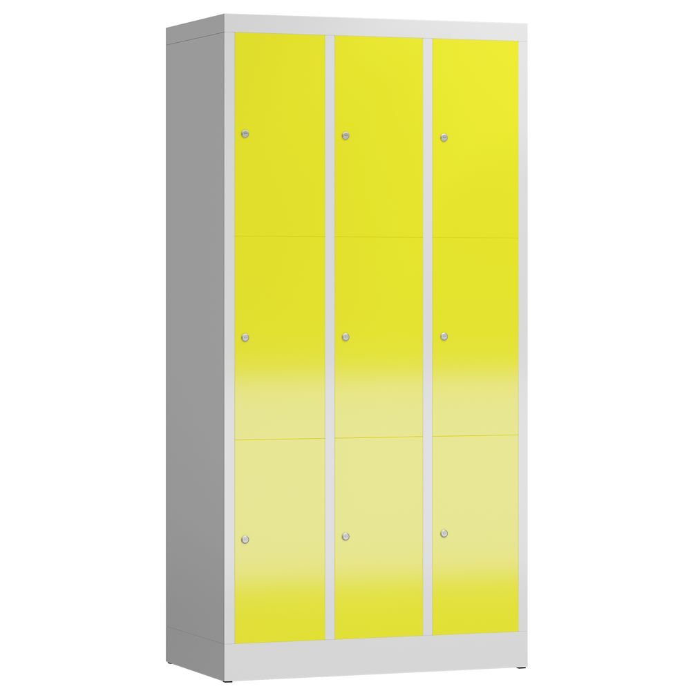 Produktbild Lüllmann ClassiX Schließfachschrank Fächerschrank 3 Abteile 3 Fächer lichtgrau zinkgelb