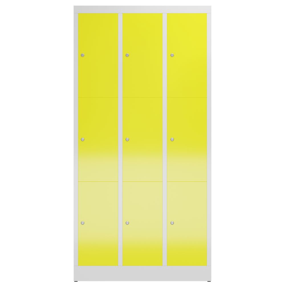Produktbild ClassiX Schließfachschrank, 3 Abteile à 3 Fächer, 1800 x 870 x 500 mm, lichtgrau bild 2