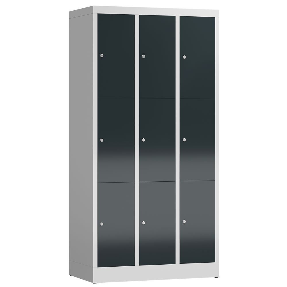 Produktbild Lüllmann ClassiX Schließfachschrank Fächerschrank 3 Abteile lichtgrau anthrazitgrau