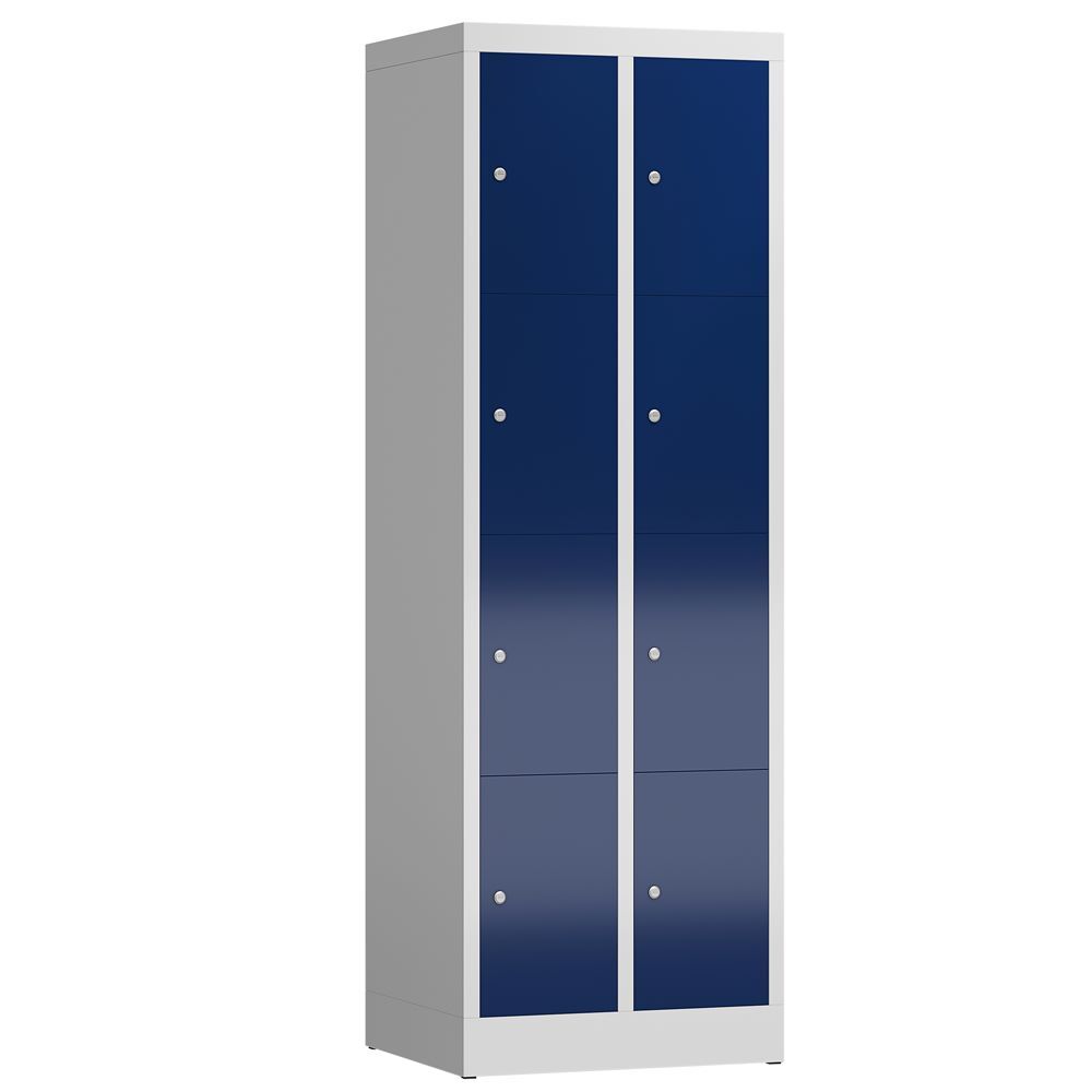 Produktbild Lüllmann ClassiX Schließfachschrank Fächerschrank 2 Abteile 4 Fächer lichtgrau enzianblau
